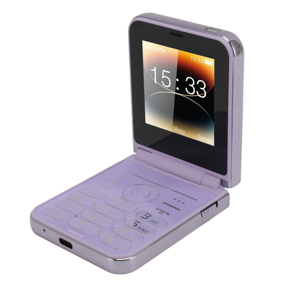2G Senior Flip Phone 2.6" 4 Cards With Bluetooth & Flashlight Purple 4631385330244