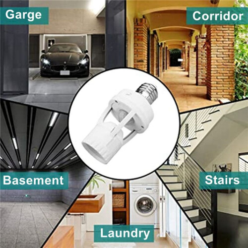 4PC E27 Motion Sensor Light  100-240V Motion Detector Base Lamp Holder with Light Control   Bulb Socket 2