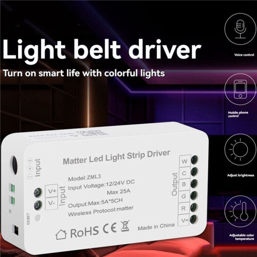 2X Matter Wifi LED Strip Light Controller RGBCW Controller LED Strip Bixb/Siri/for  Home/for Alexa Control Support 2
