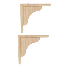 2Pcs Wood Floating Shelf Brackets Triangular Wall Mount Beige Support