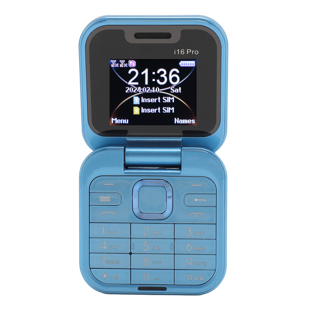 I16pro Small Flip Phone 16Gb Dual Sim 1.77Â For Kids & Seniors Blue 4901385329914
