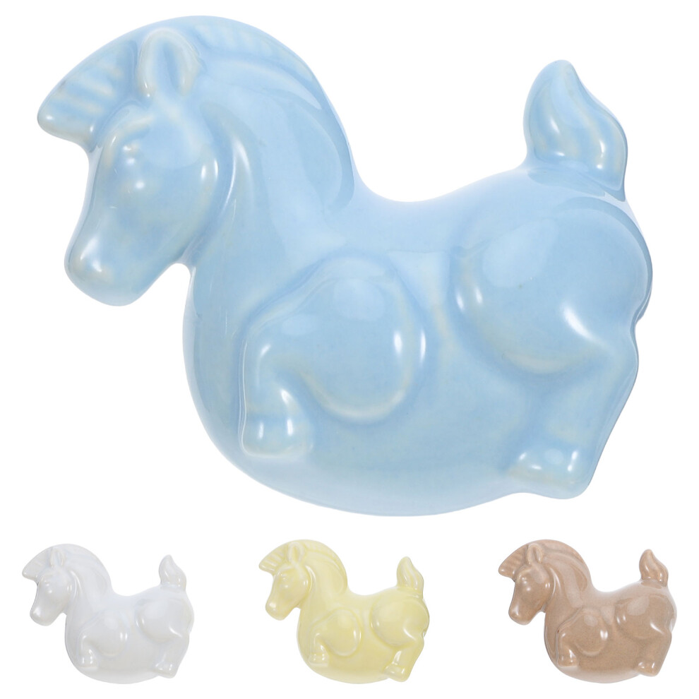 4Pcs Ceramic Horse Cabinet Knobs Cute Animal Pulls For Wardrobe Decor 3672990478168