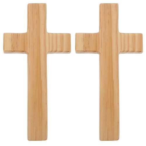 2Pcs Premium Solid Wood Cross for Wall Mounting - Christian Home Decor
