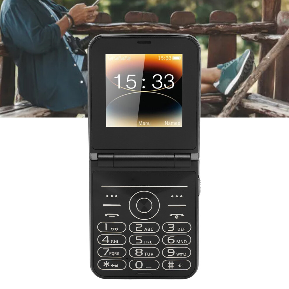 2G Senior Flip Phone 2.6" 4 Cards Bluetooth Led Flashlight Black 7891385330287