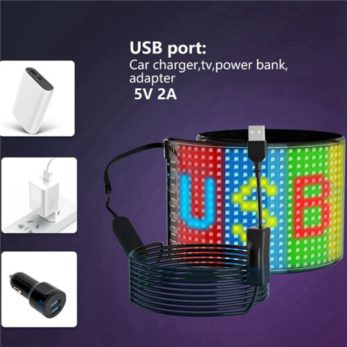 2X LED Pixel Panel,USB 5V Flexible LED Module RGB Scrolling Text Animation Display, APP,16X32 LEDs 7x17CM 2