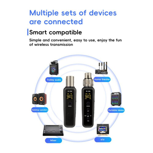 2X Uhf Wireless Microphone Converter Xlr Transmitter Receiver for Microphone Guitar Transmitter Receiver 640-690Mhz 2
