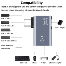 Adaptador OTG de 6 Piezas para Fire TV Stick Adaptador Micro-USB A USB OTG de Ángulo Izquierdo/Derecho de 90 Grados para Tableta de Teléfono Android