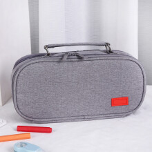 Large Capacity Canvas Handheld Stationery Bag, 24x12x7.5cm Grey