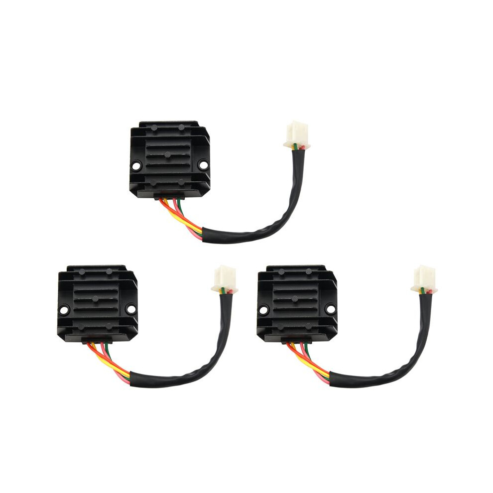 3X Motorcycle Voltage Regulator 4 Wires 4 Pins 12 Voltage Regulator Rectifier For 50-250Cc Motorcycle (Black) Black 4713047460961