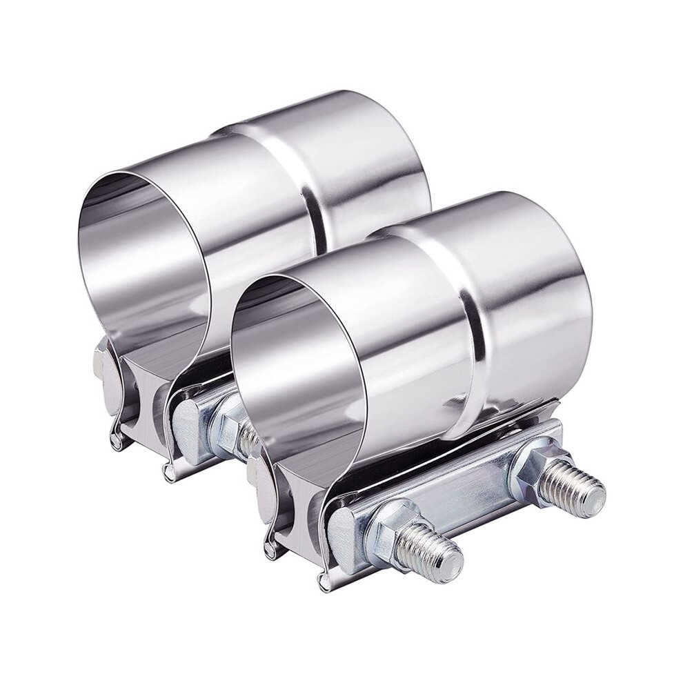 2 Inch Exhaust Clamp, Lap Joint Exhaust Band Clamp Sleeve Coupler Stainless Steel (2Pcs) 4712099268242