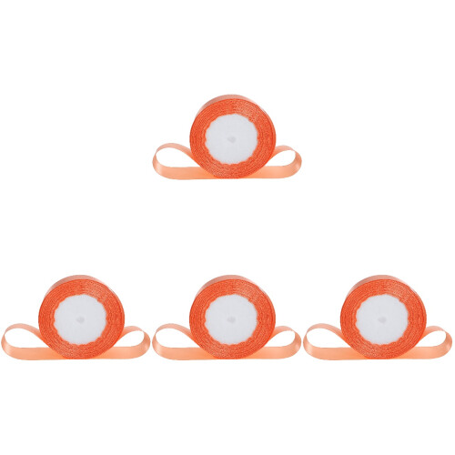 4Rolls Orange Craft Ribbon for Gift Wrapping Polyester Home Decoration 2