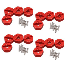 16X Aluminum Alloy 12mm Combiner Wheel Hub Hex Adapter Upgrades for 144001 1/14 RC Car Spare Parts,Red