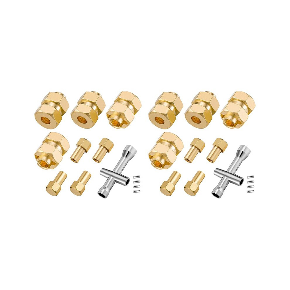 8Pcs Brass Extended 7Mm Hex Wheel Hubs Combiner 4Mm Widened For Axial Scx24 90081 1/24 Rc Crawler Car Upgrades Parts 6031612549704