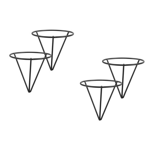 4Pièces Support Durable Fer Noir Pour Croissance Végétale 2