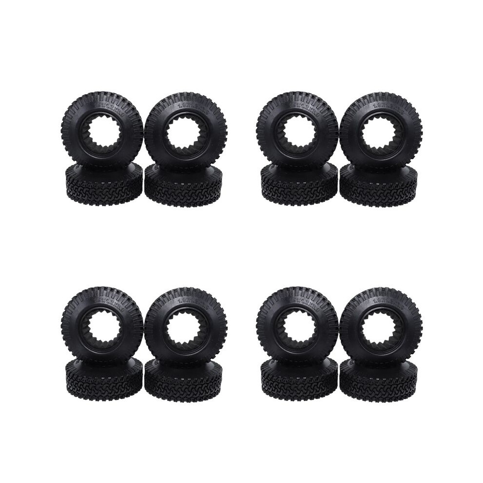 16Pcs Rc 1:10 Crawler Beadlock Wheels Tire 1.9 Inch Rubber Wheel Tire 98Mm Tyre For Rc Car Truck Axial Scx10 Black 4711721911679