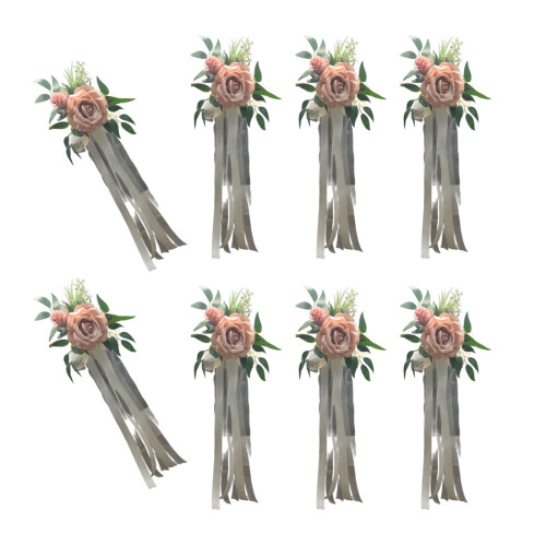 6 Stück elegante weiße künstliche Blumen,-Bohnenpaste