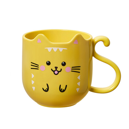 Tasse de lavage de dessin animé, chaton drôle, conception-Jaune