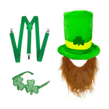 Green Hat and Beard Set for Patrick's Day Enthusiasts-Type D