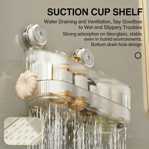 Space Efficient Shower Organizer Multipurpose Suction-L Gray 1