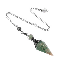Heilstein-Pendel mit Lazuli, sechseckige Form,-grüner Aventurin