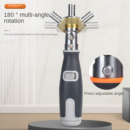 10-In-1 Gray Screwdriver Set Bidirectional Ratchet Deformation Multi-Angle Special-Shaped Screwdriver with Batch 1