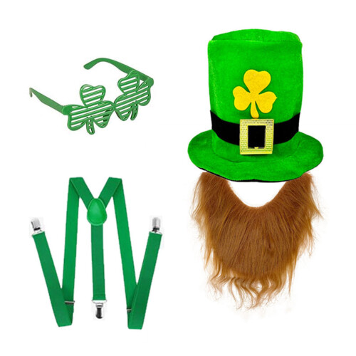 Patrick's Day-Zubehör, grüner Hut und Bart mit Gürtel und-Typ C
