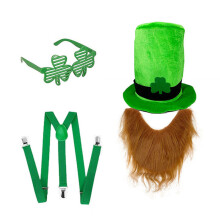 Patrick's Day groene hoge hoed en baardriem brilkostuum-Type A
