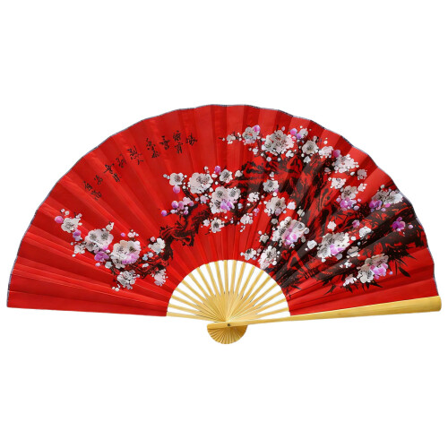 Oversized Decorative Wall Art Fan with Chinese Flower Pattern-5