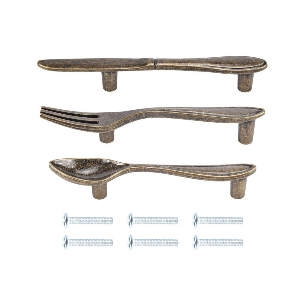 15 Pcs Knife Spoon Fork Kitchen Cabinet Closet Drawer Pull Handles Knobs 3-Inch Center To Center Bronze 4711498907592