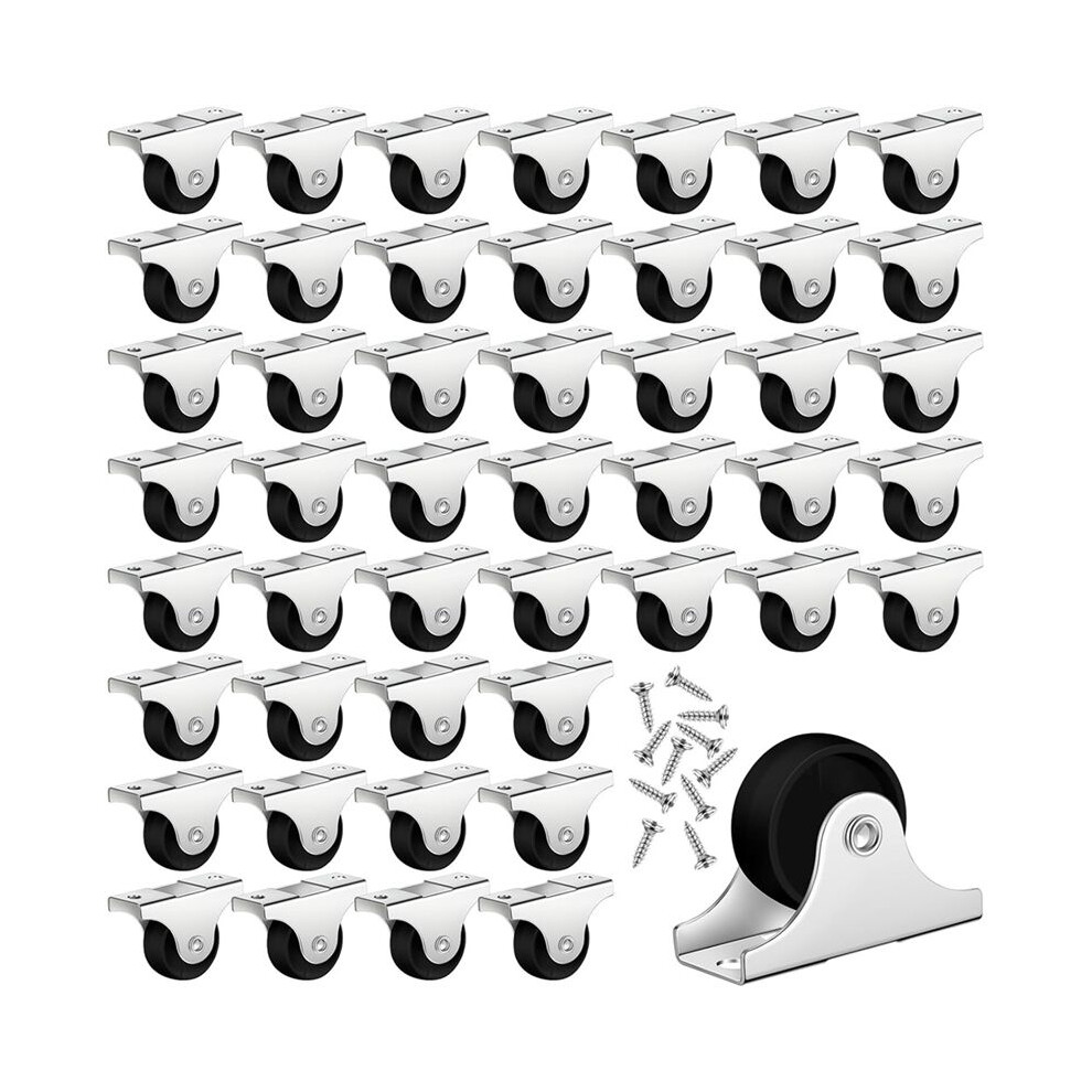 Small Caster Rigid Non-Swivel Fixed Caster With Metal Top Plate For Furniture, Small Appliances With Screws,48Pcs 6033968532119