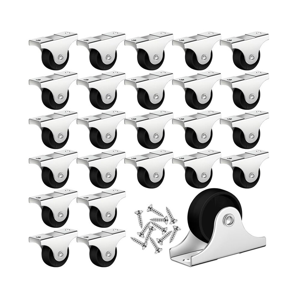 Small Caster Rigid Non-Swivel Fixed Caster With Metal Top Plate For Furniture, Small Appliances With Screws,24Pcs 4711446809169