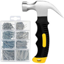 Kit D'Assortiment de 601 Clous et Petit Marteau, Clous pour Accrocher des Tableaux, Clous pour Murs, Clous pour Accrocher des Tableaux