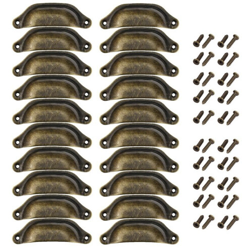 20PCS Antique Iron Drawer Knobs Pulls Handles - Vintage Kitchen Cabinets Furniture Wardrobe Pull Handle, B 1