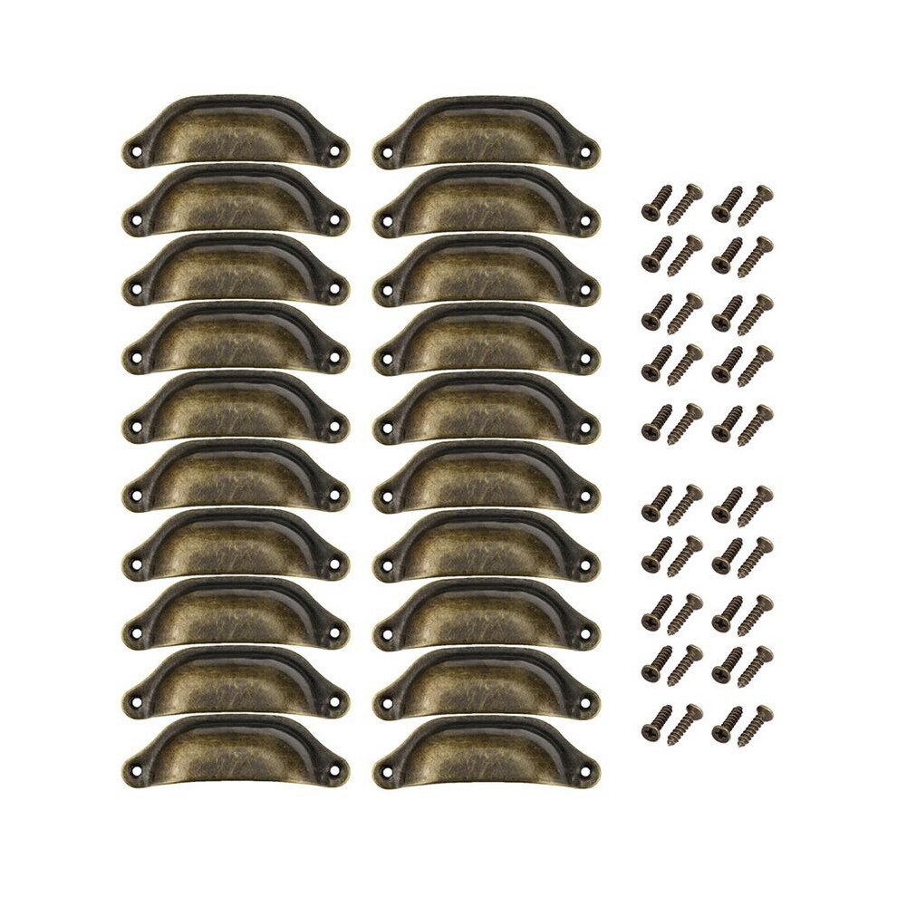 20Pcs Antique Iron Drawer Knobs Pulls Handles - Vintage Kitchen Cabinets Furniture Wardrobe Pull Handle, B 6032010371881