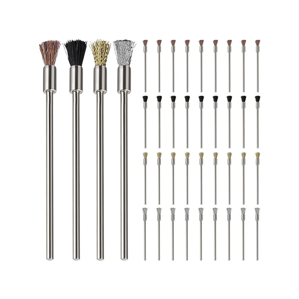 40 Pieces Extended Wire Brush For Cleaning, Steel Wire Cleaning End Brushes Rust Pen 3Mm Mandrel Rust Paint Removal 6031577652631