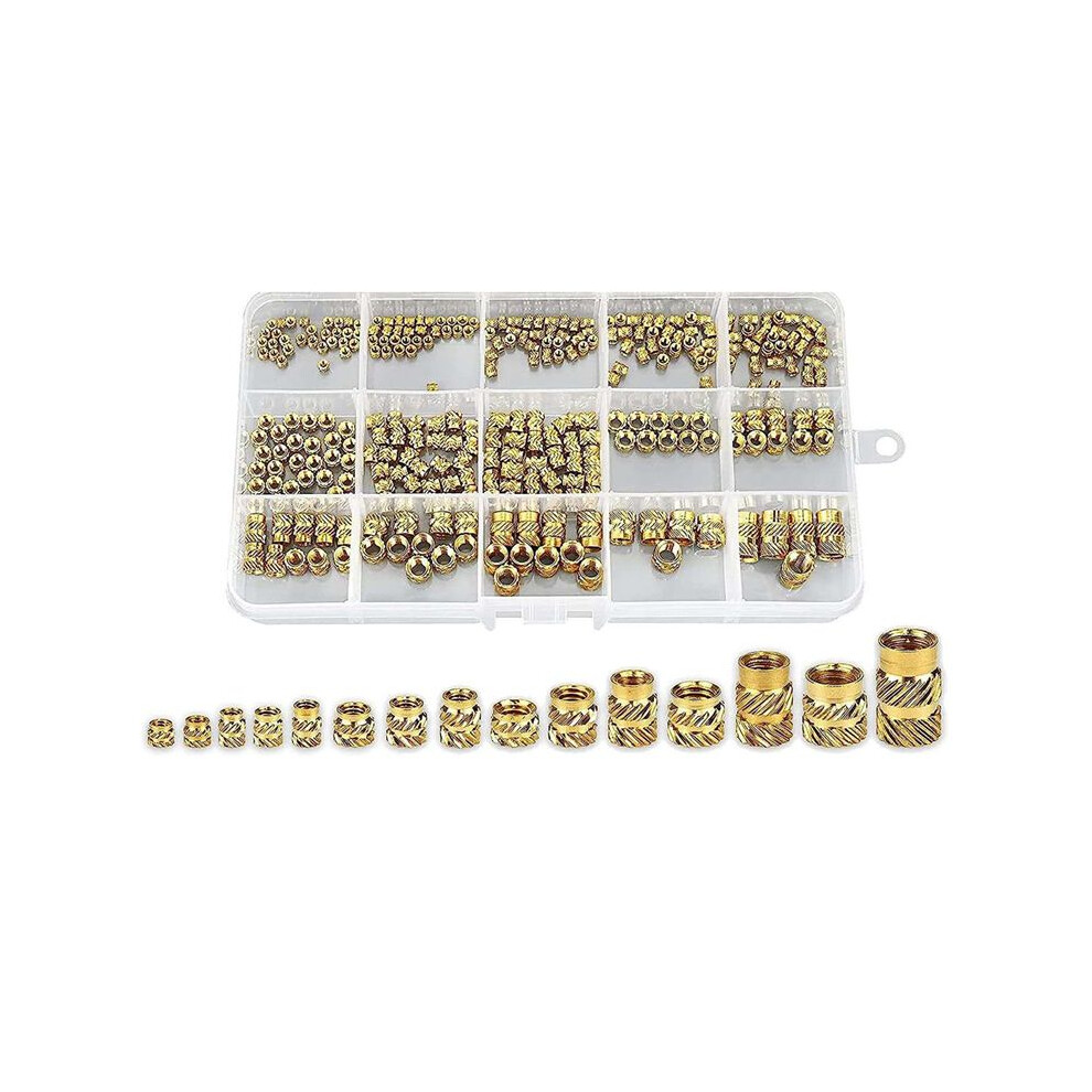 300Pcs Thread Knurled Nuts, Brass Knurled Threaded Insert Nuts, Brass Threaded Inserts For 3D Printing Injection Molding 4713694675077