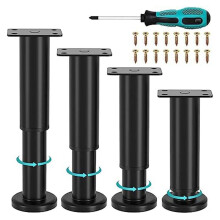 4Pcs Upgraded Metal Adjustable Furniture Legs 4.72-7.08 Inch,Replacement Legs for Bed Sofa Cabinet Couch Dresser Table B