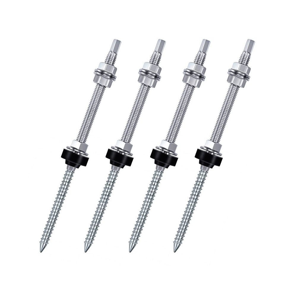 Hanger Bolts, M10 X 250 Mm, Pre-Assembled, V2a, Height-Adjustable, For Photovoltaic Solar Mounting Roofs, Set Of 4 4712663171343