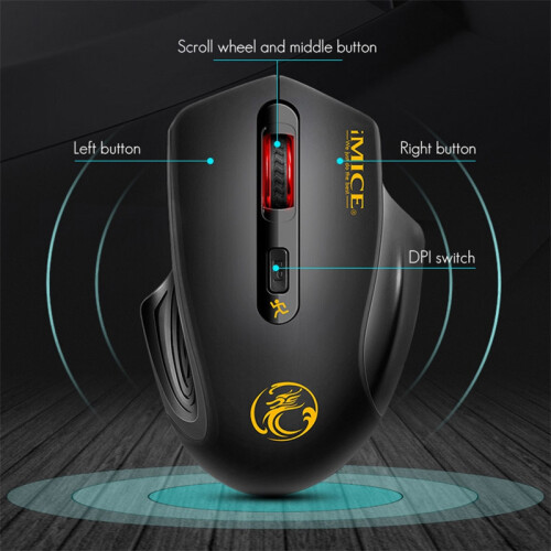 IMice G1800 Computer Mouse, 2.4G Wireless Silent Optical Gaming Mouse for Pc, Laptop, (Gray) 2