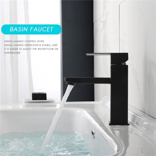 Rubinetto per Lavabo da Bagno, Rubinetto per Lavabo con Acqua Calda e Fredda, Nero Opaco Ma 2