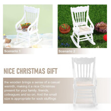 2 PièCes 1:12 JouetMeubles Miniatures Chaises à Bascule en Bois Accessoires de Jouetpour DéCoration de Maison de PoupéE, Blanc