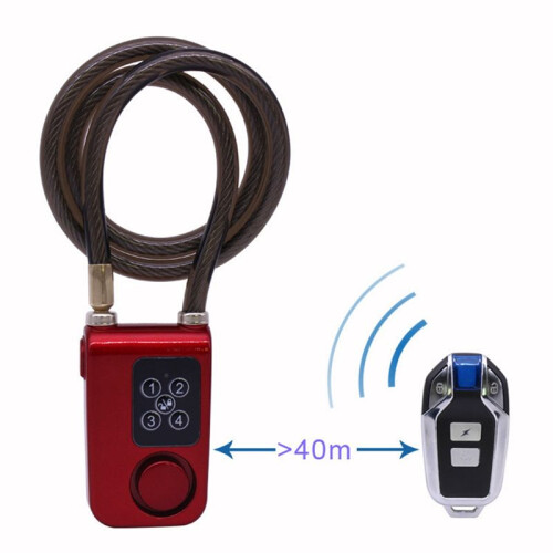 Cycling Security Lock Wireless Remote Control Anti-Theft Vibration Alarm Lock Electric Motorcycle Code Chain Lock Black 1