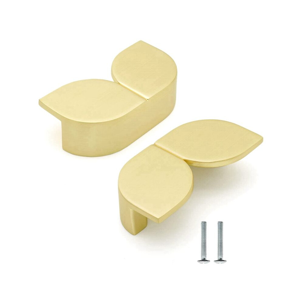 2 Pack Brushed Gold Cabinet Pulls Half Moon Flowers Drawer Pulls Zinc Alloy Handles For Dresser Kitchen Cupboard 79Mm 6031329059503