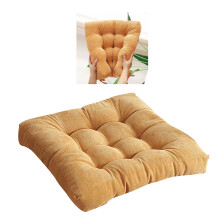 Yellow Corduroy Square Chair Pad 45x45cm Memory Foam Floor Cushion