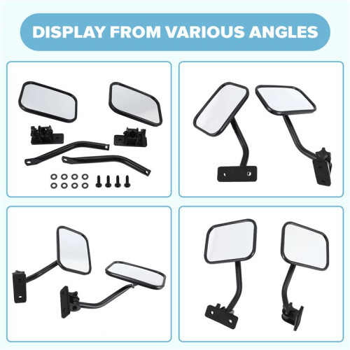 Doors Off Mirrors For   Tj, Jk, Lj Quick Release Side Mirrors Black 2Pack 2
