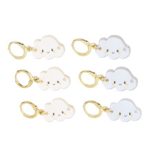 6Pcs Cloud Shape Knit Markers Locking Stitch Picks Plastic Gray & White