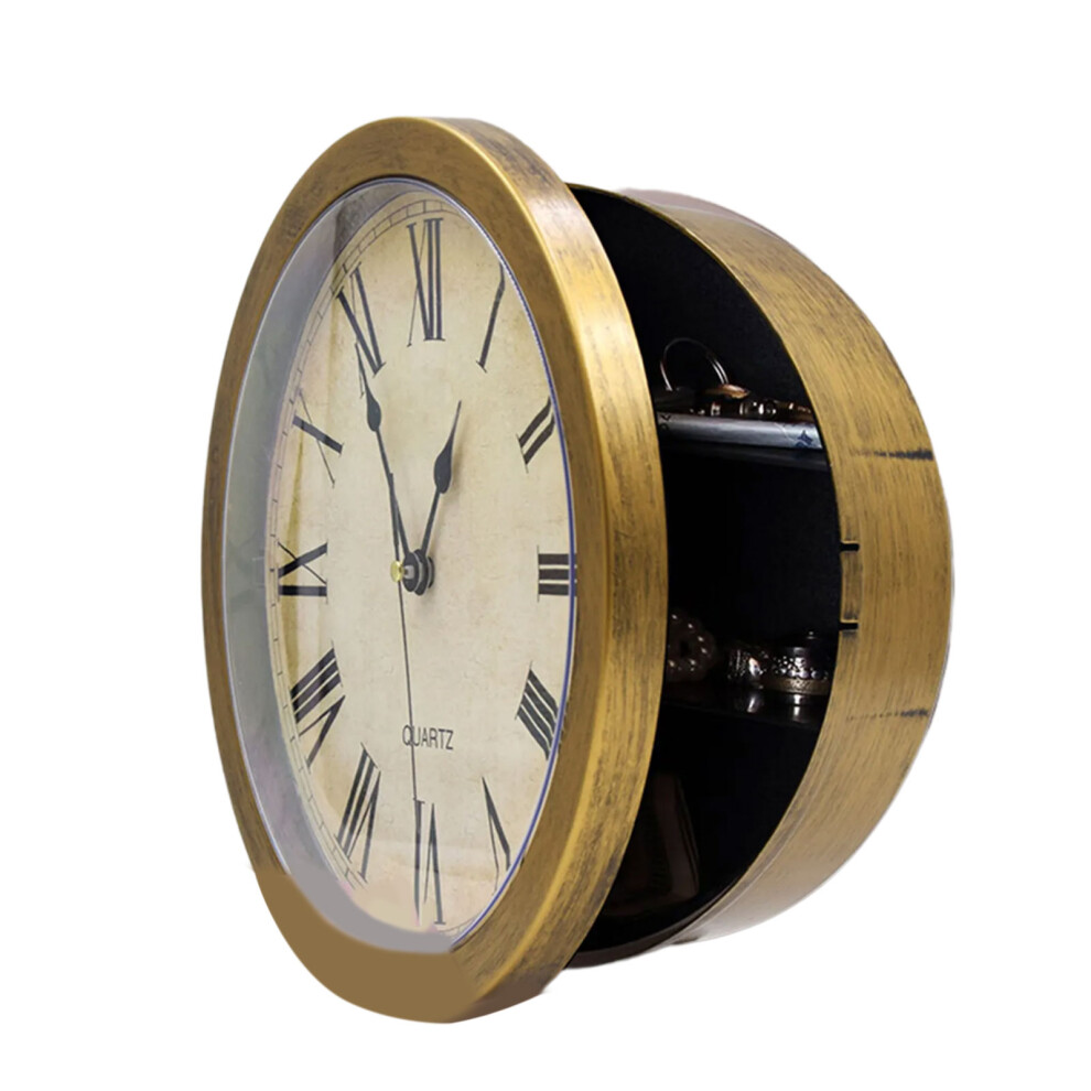 Timepiece With Concealed Safe Valuables Storage Box- Gold
