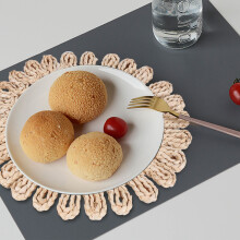 Jogo Americano de Tecido Redondo para Mesa de Jantar, Prato de Vime TrançAdo Natural para Mesa de Cozinha de FéRias