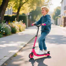 HOMCOM Electric Scooter for Kids, Up to 8 KM/H, Adjustable Height, Pink