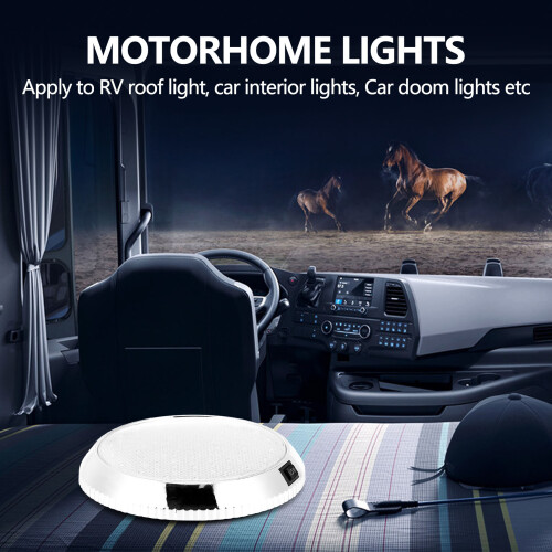 12V Car Round Ceiling Dome Roof Interior Light Boat Rv Surface Ceiling Light 1